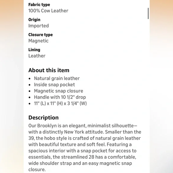 Coach Brooklyn Shoulder Bag 28 in Honey Brown - Picture 6 of 12